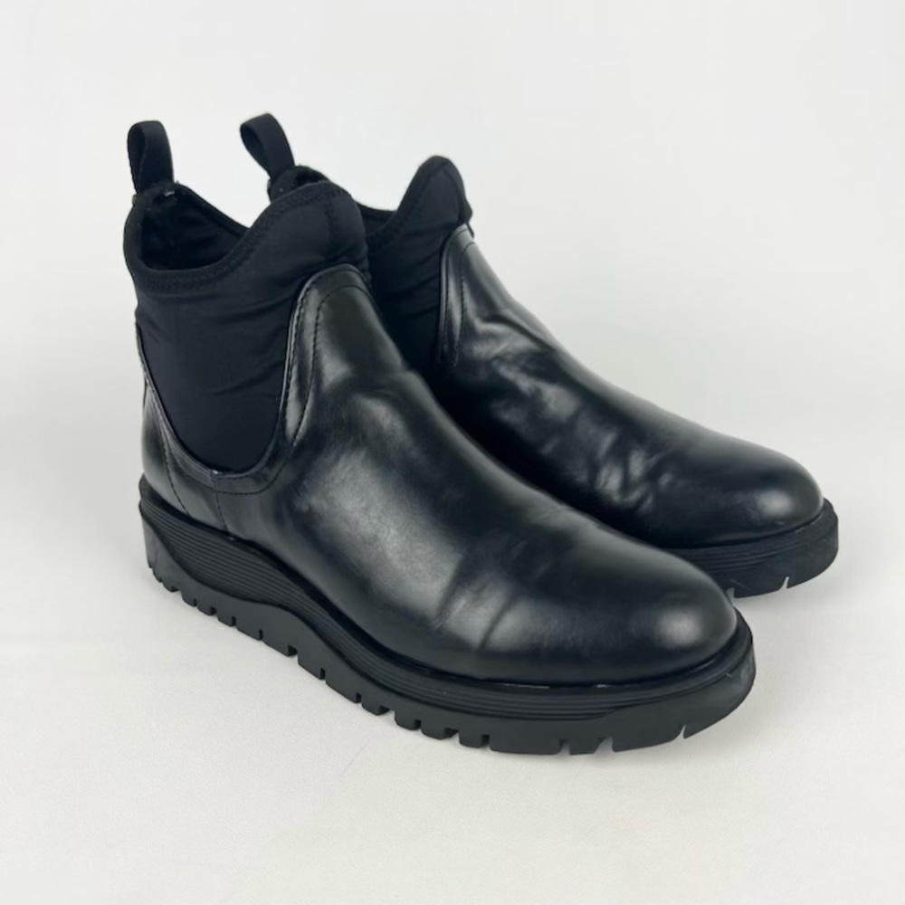 Circus by Sam Edelman Black Leather Slip-On Platform Chelsea Booties